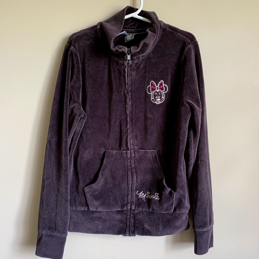 Zara Kids Disney‎ Minnie Mouse Velour Zip Up Mock Neck Jacket Size 9-10